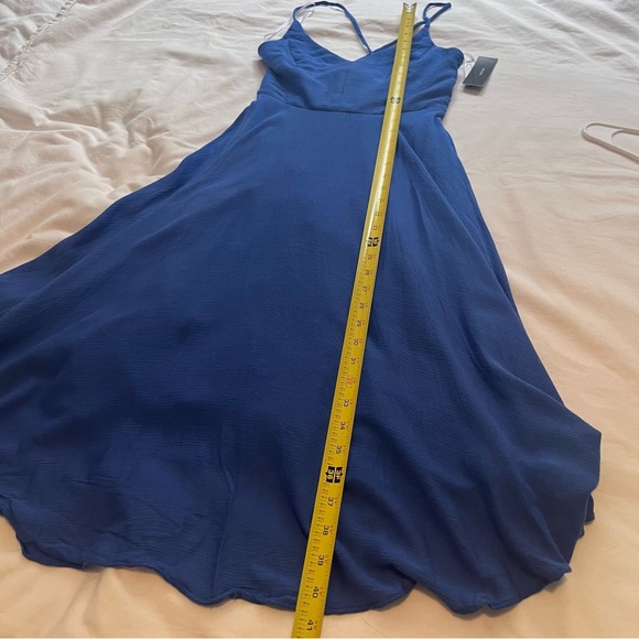 NWT Lulus Troulos Royal Blue Lace Up Midi Dress Skater Gauze Size Small - Picture 13 of 15